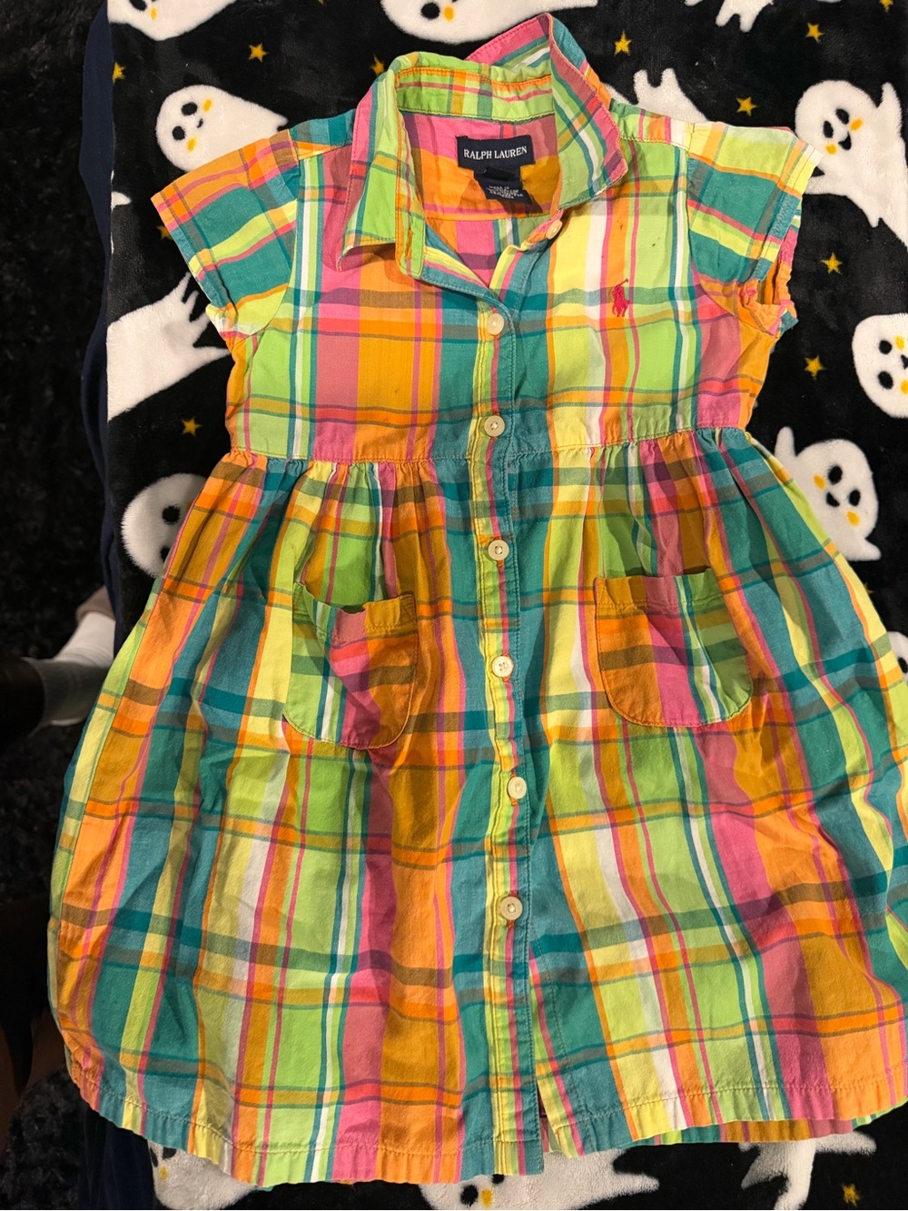 Ralph Lauren Bright Plaid Button-Front Dress in Yellow, Green, Pink, Blue